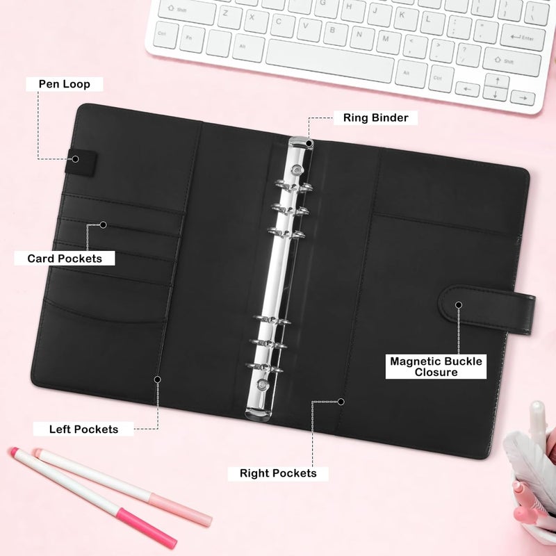 WITHYU A5 Kpop Photocard Binder with 30 Pack 4-Pocket Card Pages, 6 Ring A5 Binder Card Collector Album with 240 Card Slots,PU Leather Binder Cover with Magnetic Buckle Closure for Organizing Trading Card - Image 3